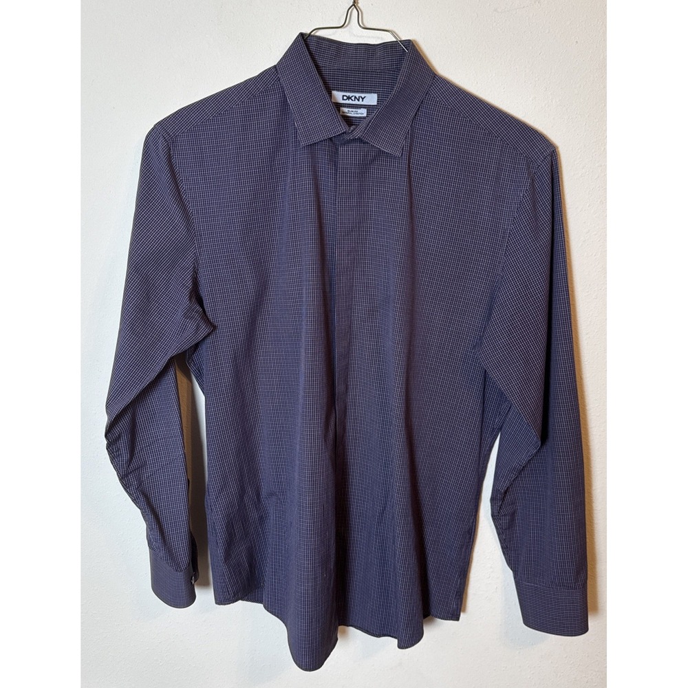 DKNY slim fit natural stretch size 16 34/35 small plaid print purple